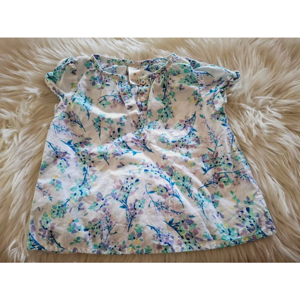 Girls OshKosh B'gosh Top 3T White Blue Floral